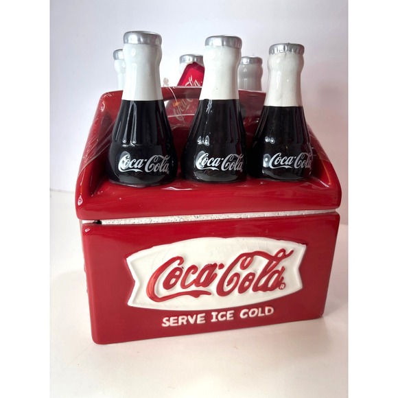 Coca-Cola Other - Vintage Coca-Cola Ceramic Cookie Jar Houston Harvest 6 Pk Bottle Design 90s NOS